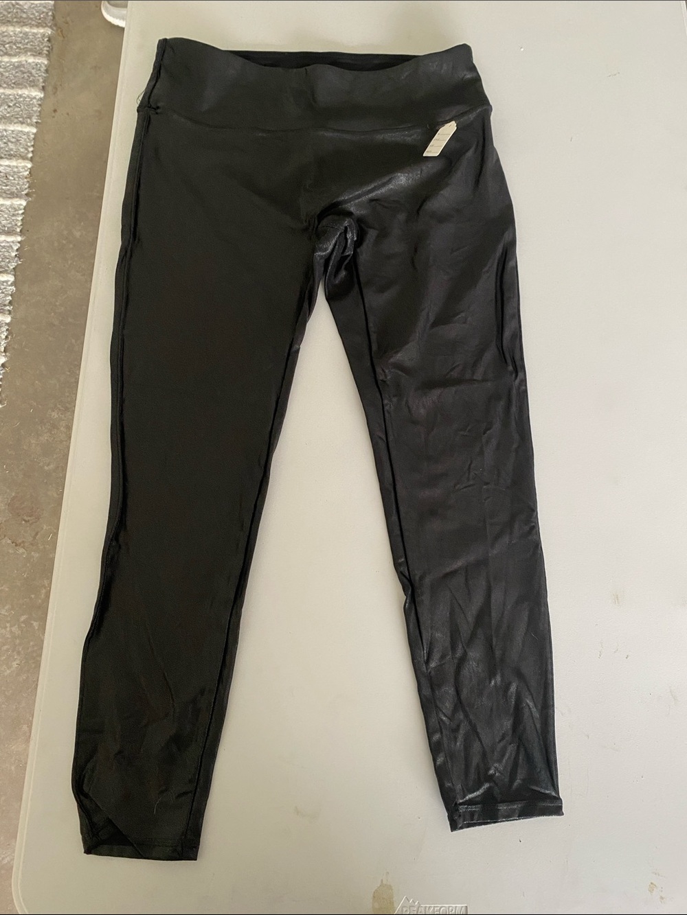 Black Faux Leather Kids Leggings